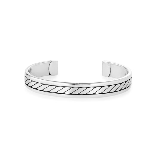 Silver bangle with twisted detail