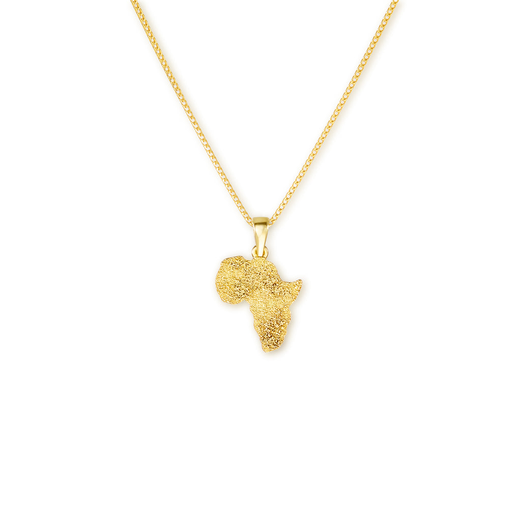 18k yellow gold textured Africa pendant