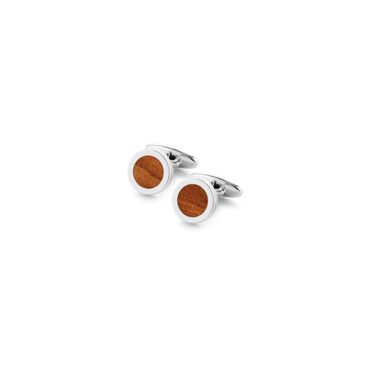 Silver and pink ivory cufflinks