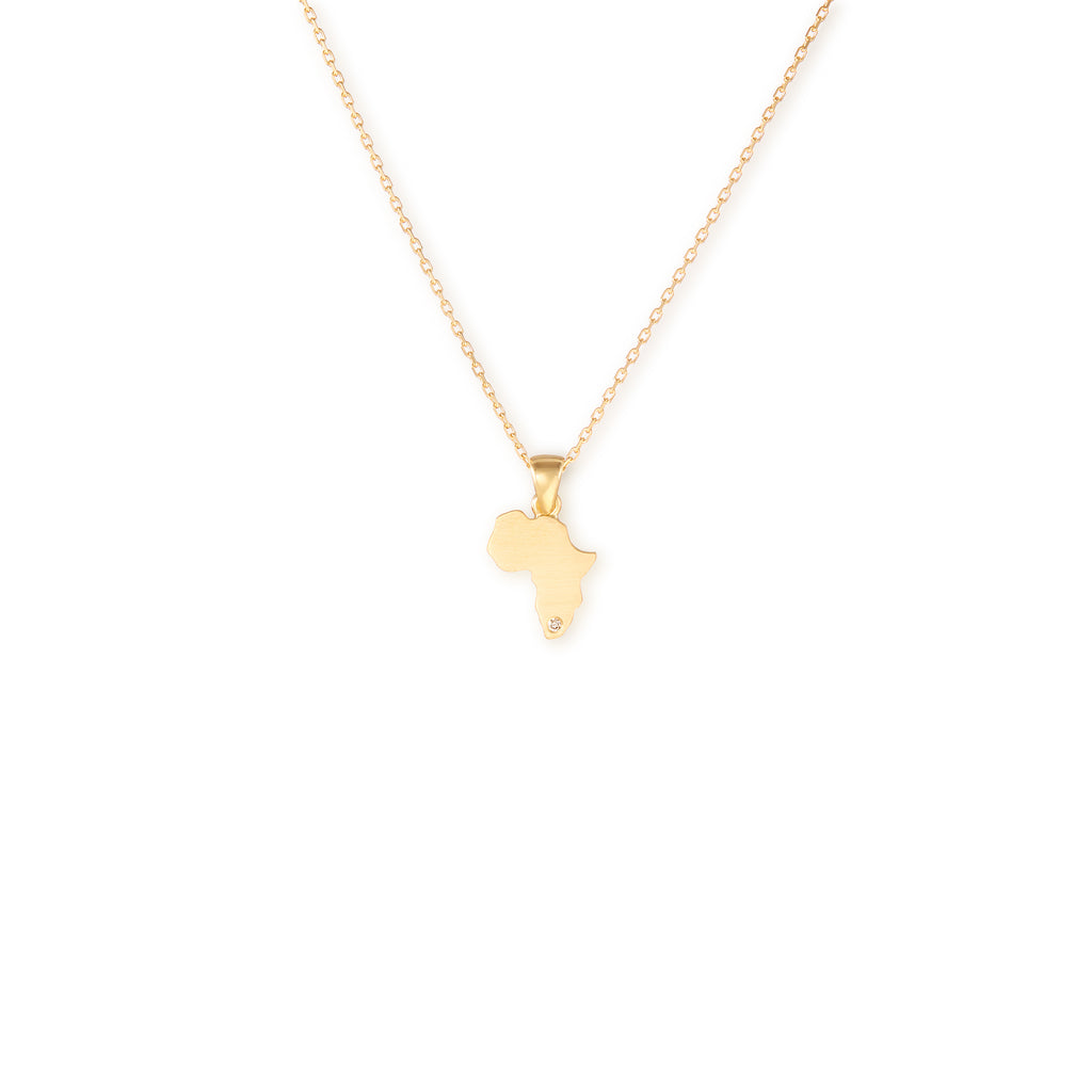 9k yellow gold and diamond mini Africa pendant