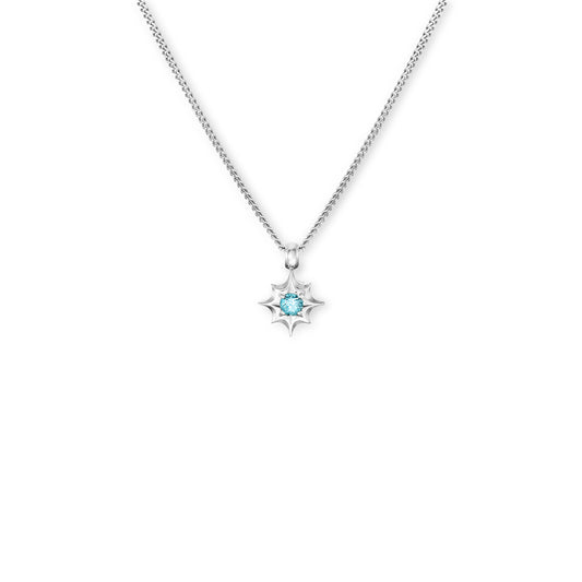 Silver and blue topaz starburst pendant