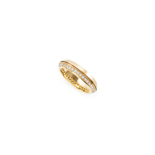 18k yellow gold and diamond wide angled eternity ring