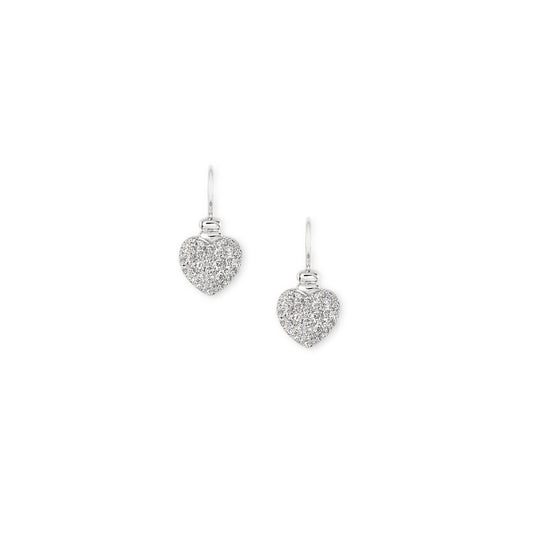 18k white gold and diamond heart earrings