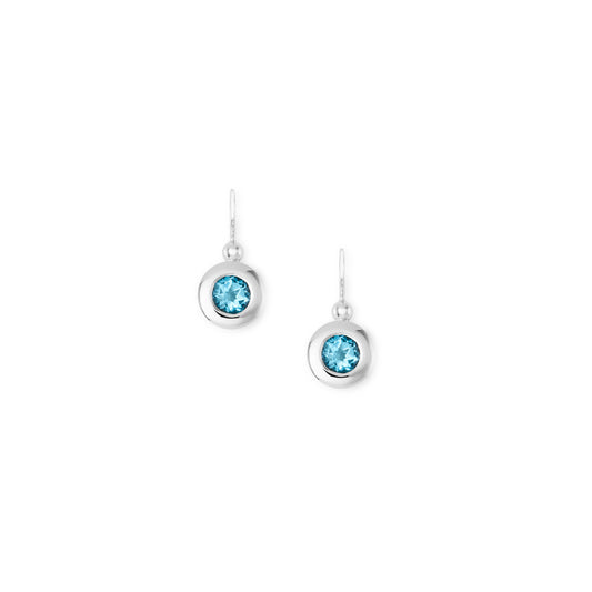 18k white gold and swiss blue topaz earrings