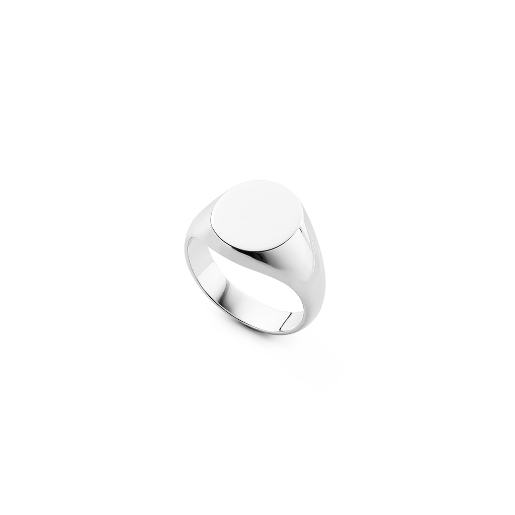 Silver oval signet ring