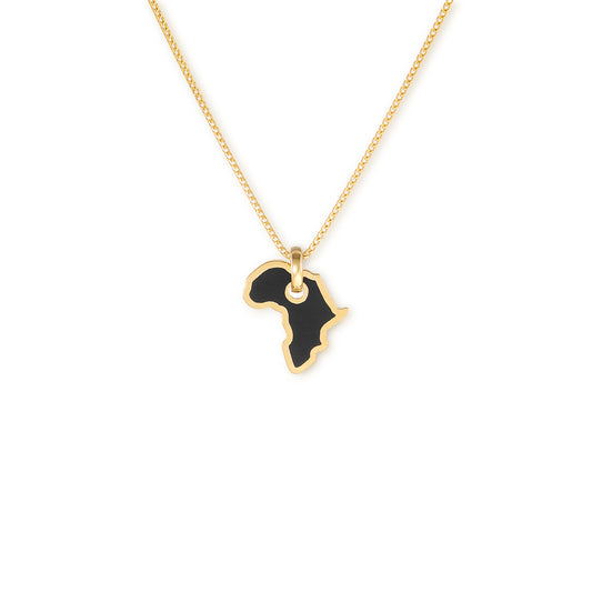 9k yellow gold and black resin Africa pendant