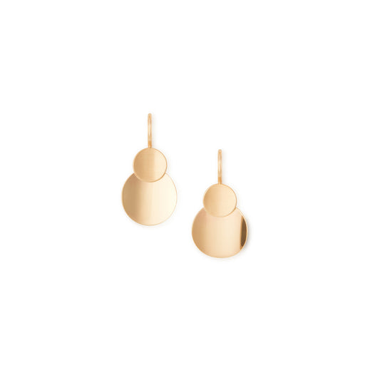 9k yellow gold double disc earrings