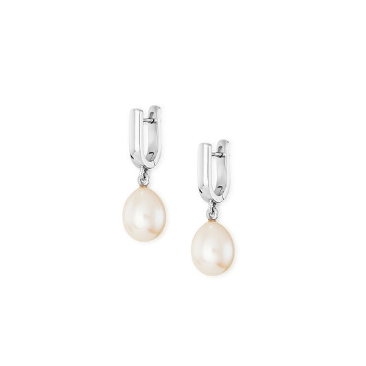 9k white gold and fresh water pearl clip earrings