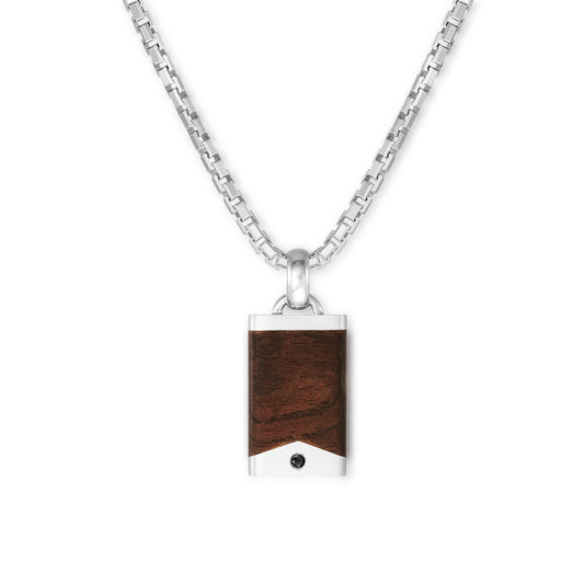 Silver, African Blackwood and black diamond pendant