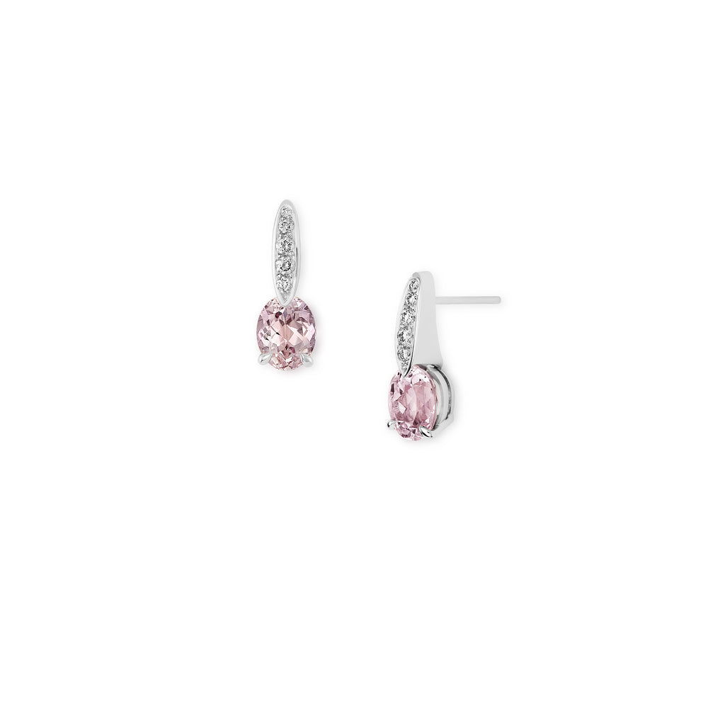 18k white gold, diamond and kunzite earrings