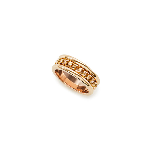 9k yellow gold curb link chain ring