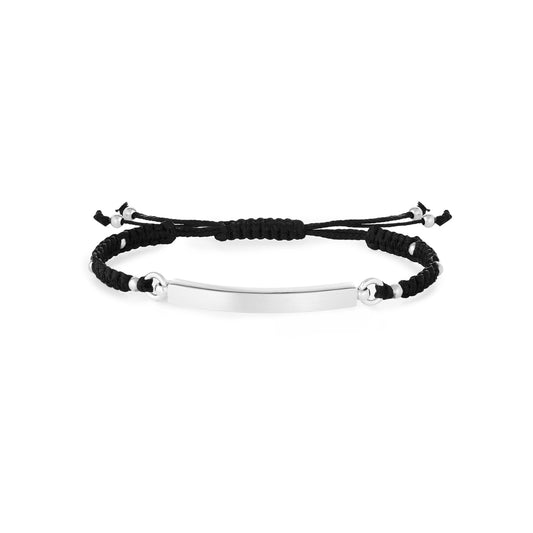 Silver and black macrame bracelet
