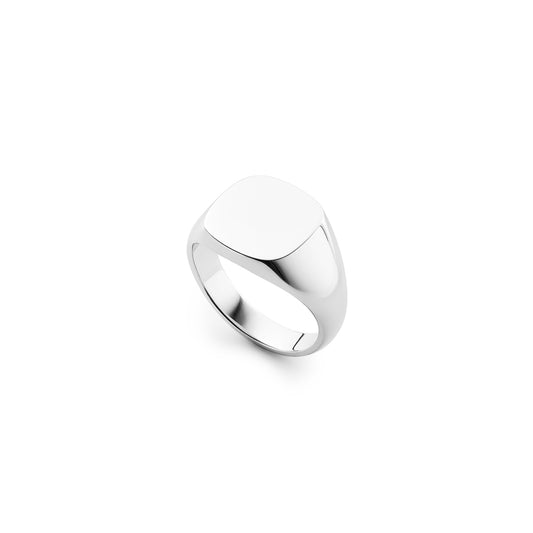 Silver soft square signet ring