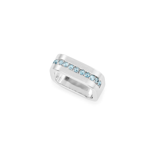Silver and blue topaz square ring