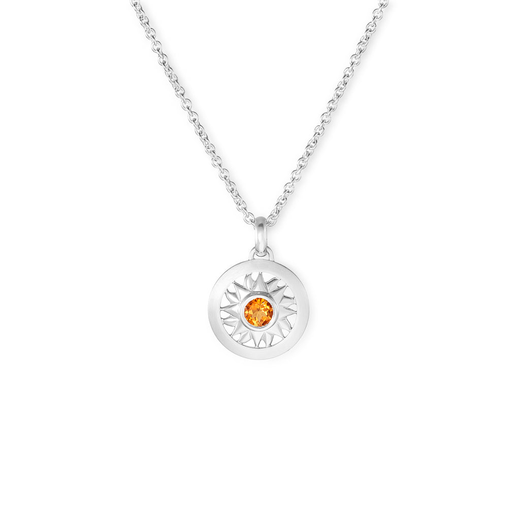 Silver and citrine sun pendant