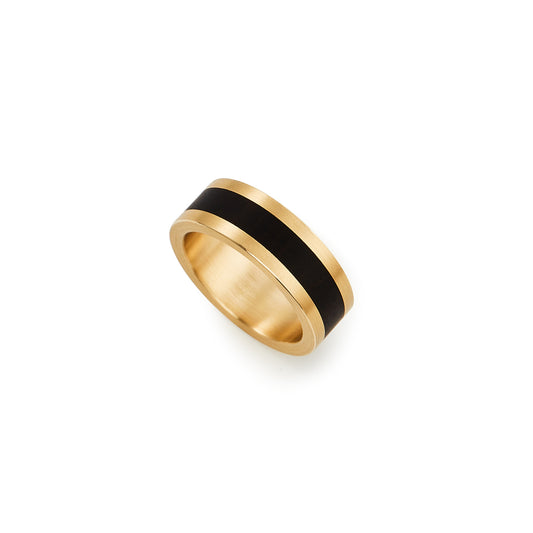 18k yellow gold and African Blackwood inlay ring