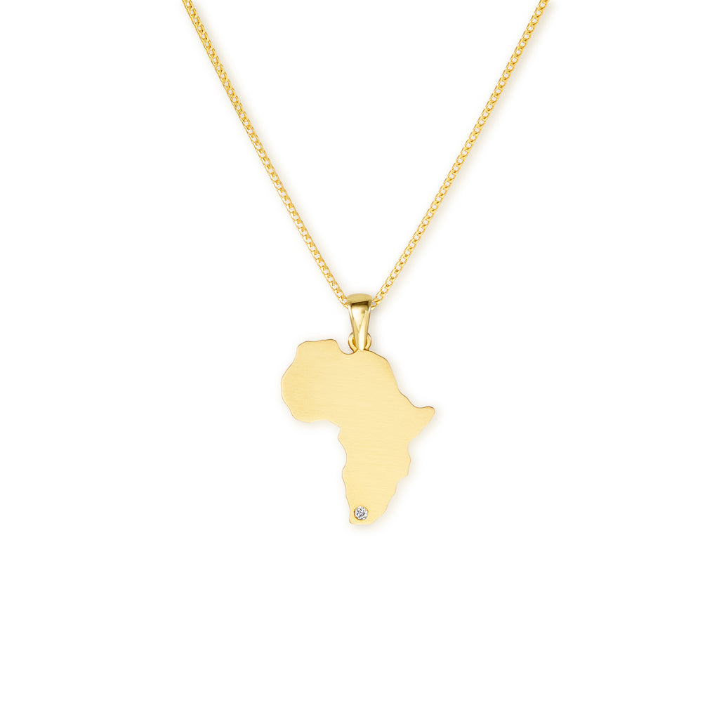 18k yellow gold and diamond large Africa pendant