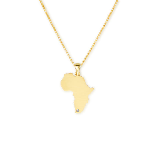 18k yellow gold and diamond large Africa pendant