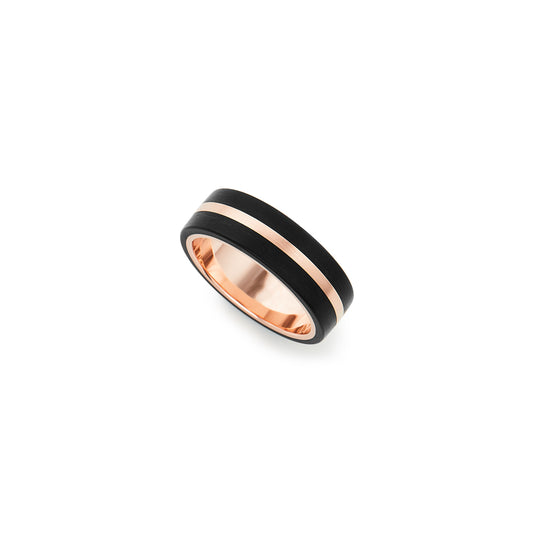9k rose gold and outer black resin ring