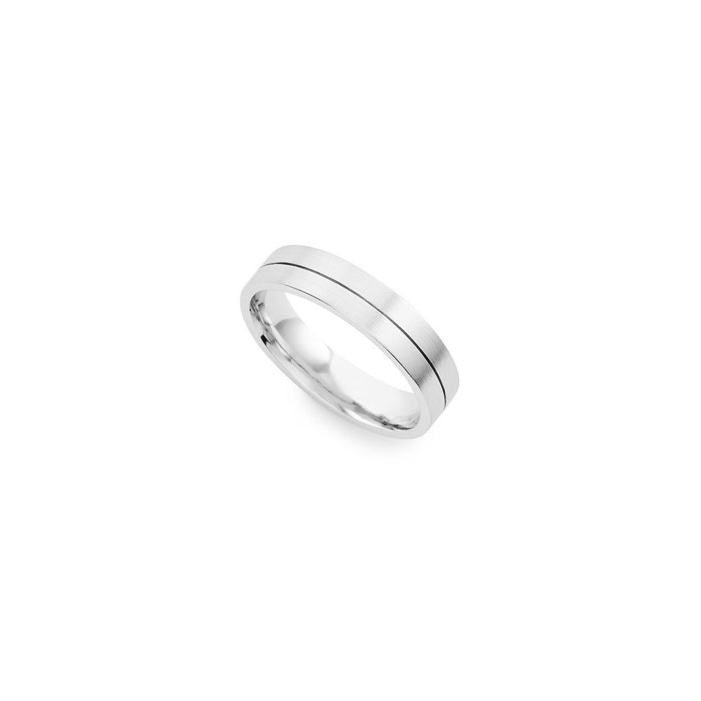 Platinum fine line flat ring