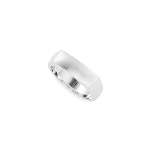 Silver rectangular satin matt finish ring