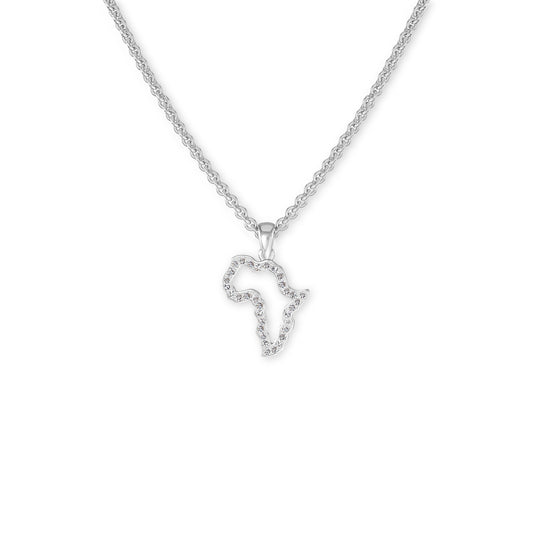 18k white gold and diamond small Africa frame pendant