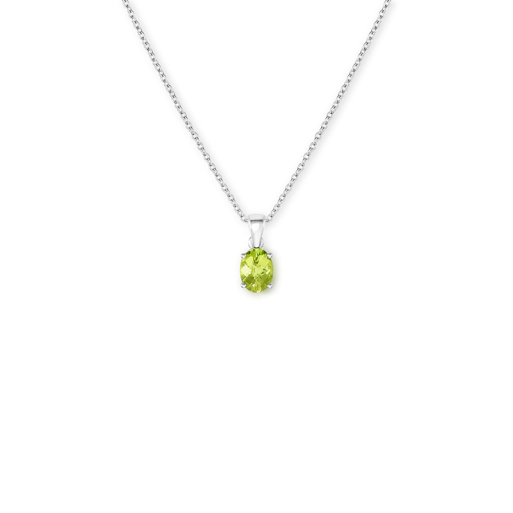 18k white gold and peridot oval pendant