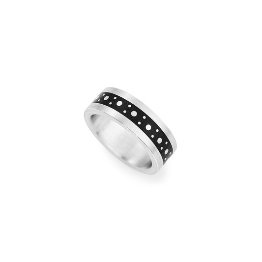 Silver and African Blackwood detailed ring