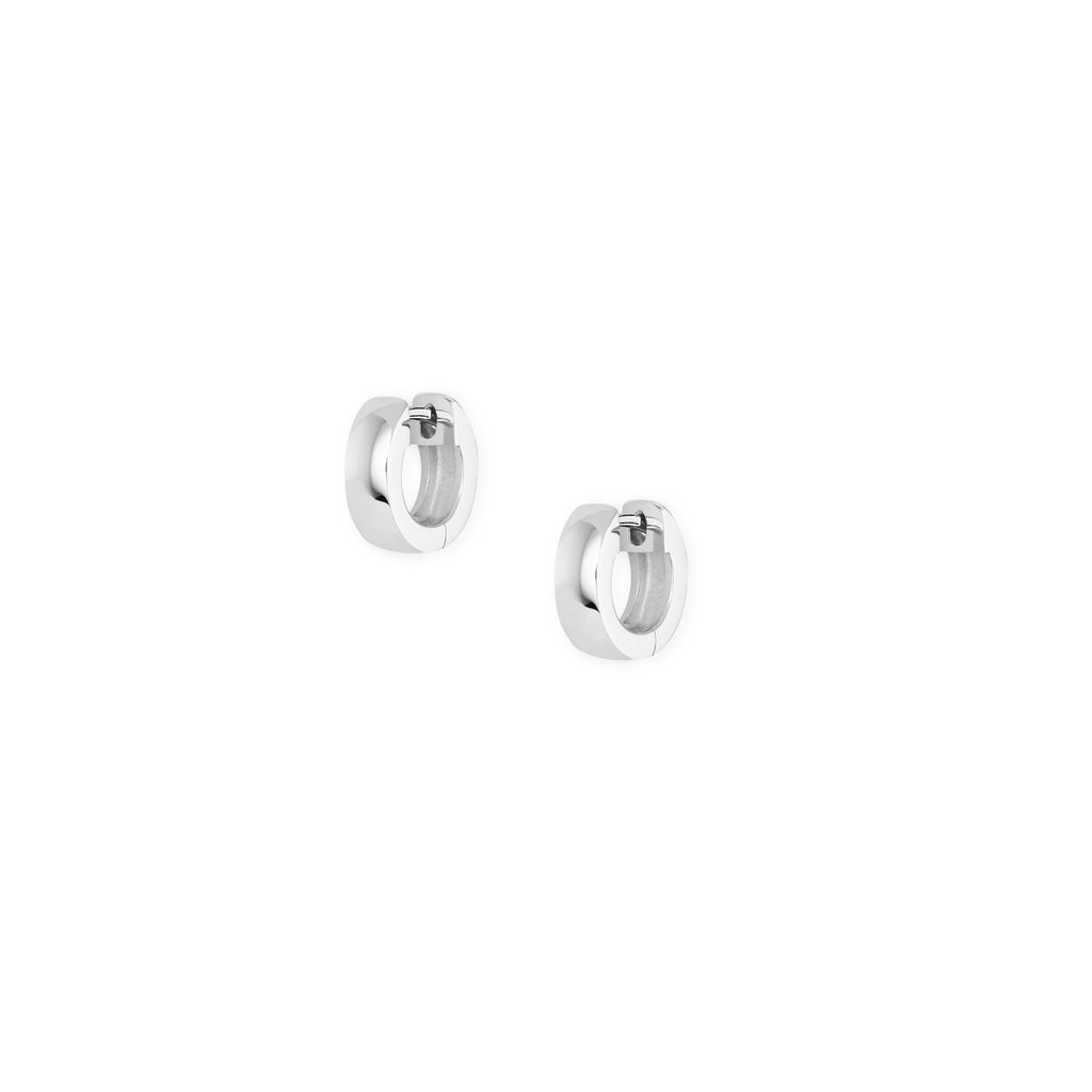 Silver mini rounded huggie earrings