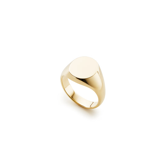 9k yellow gold oval top signet ring