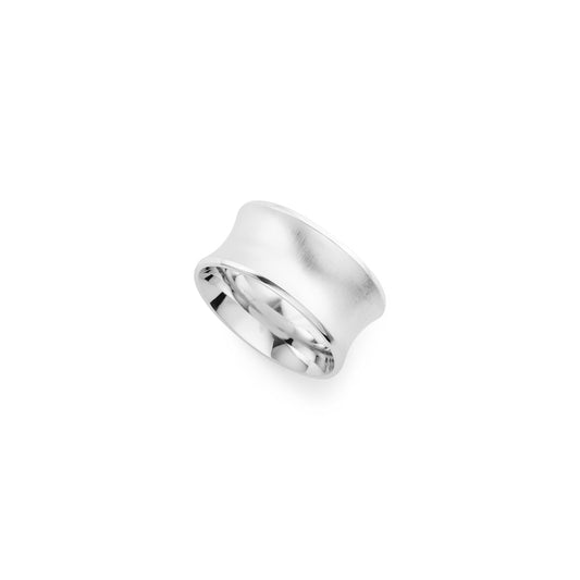 Silver wide concave ring