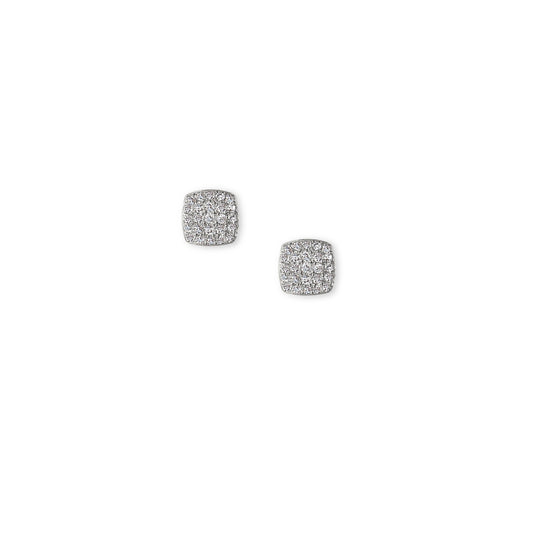 18k white gold and diamond soft square earrings
