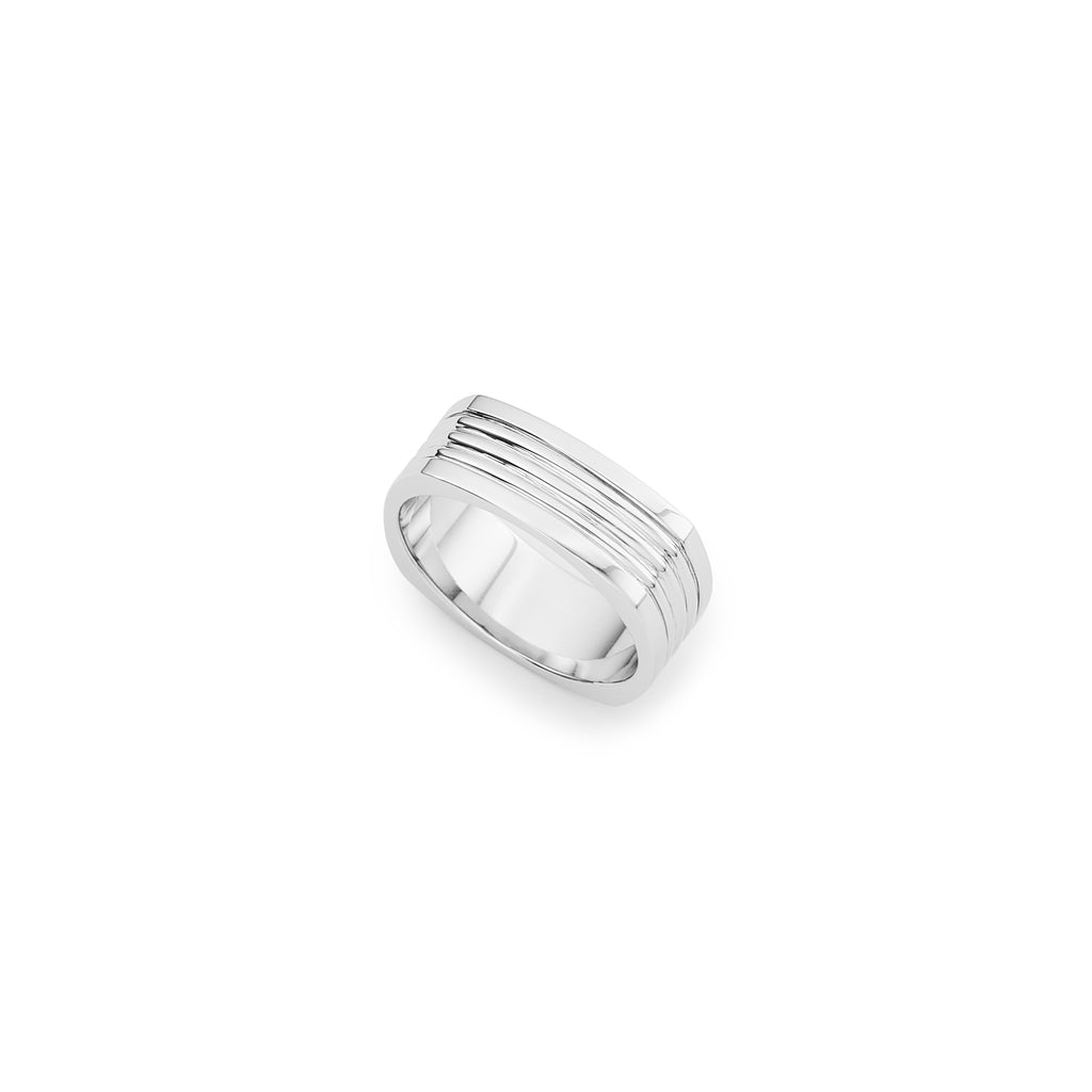 18k white gold fluted soft square ring