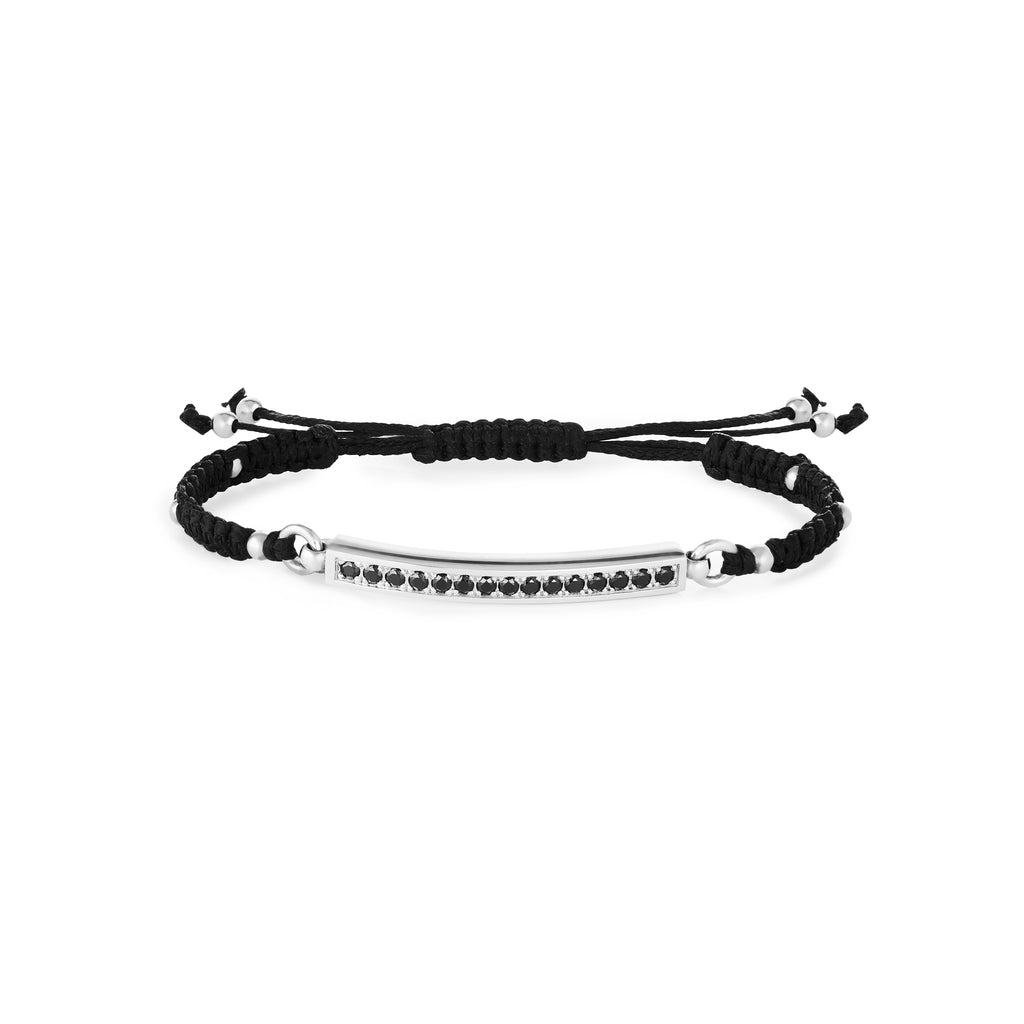 Silver and black cubic zirconia macrame bracelet