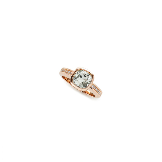 18k rose gold, diamond and green quartz square ring