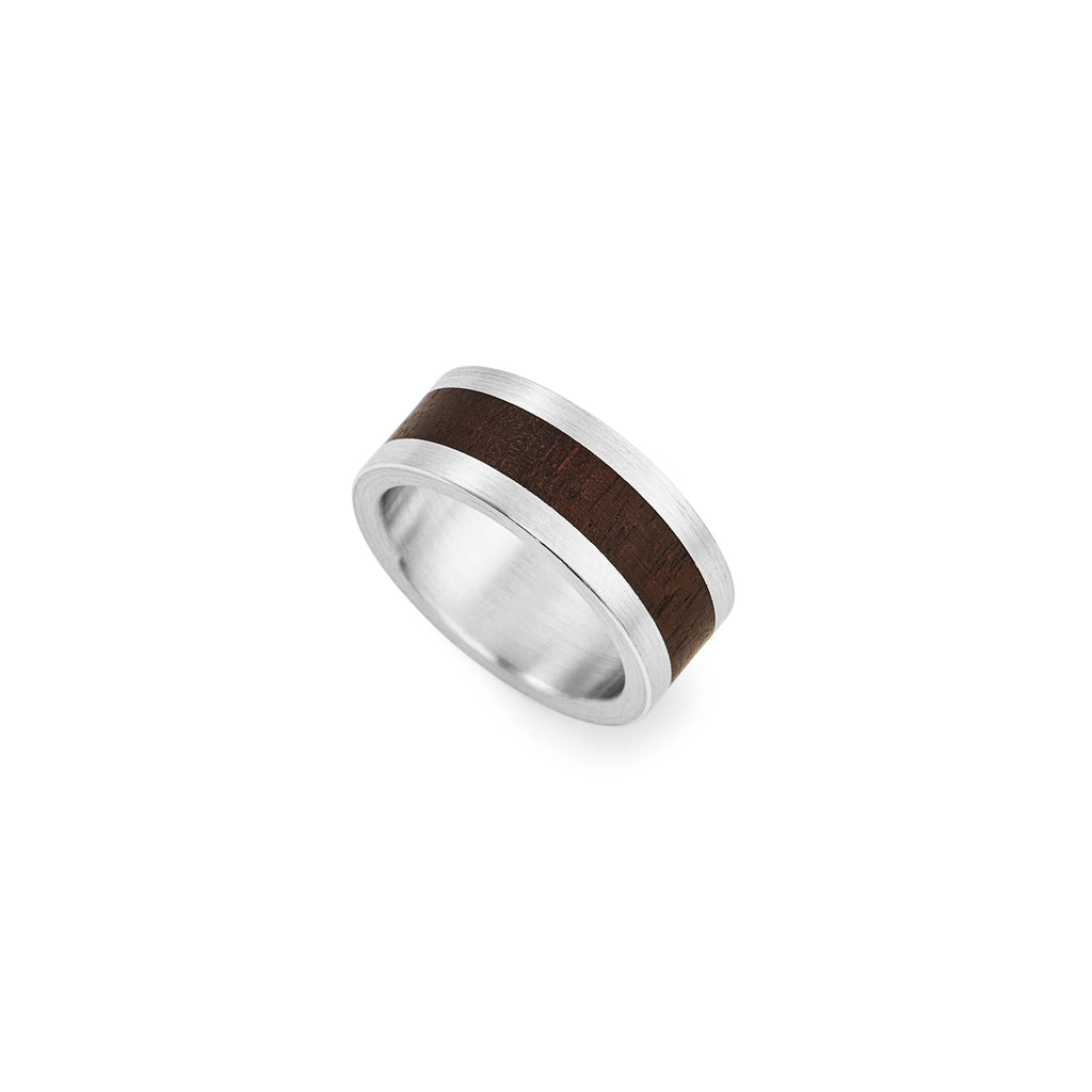 Silver and African Blackwood flat rings