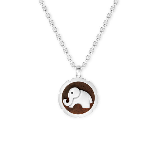 Silver and African Blackwood elephant pendant