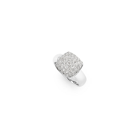 18k white gold and diamond soft square ring