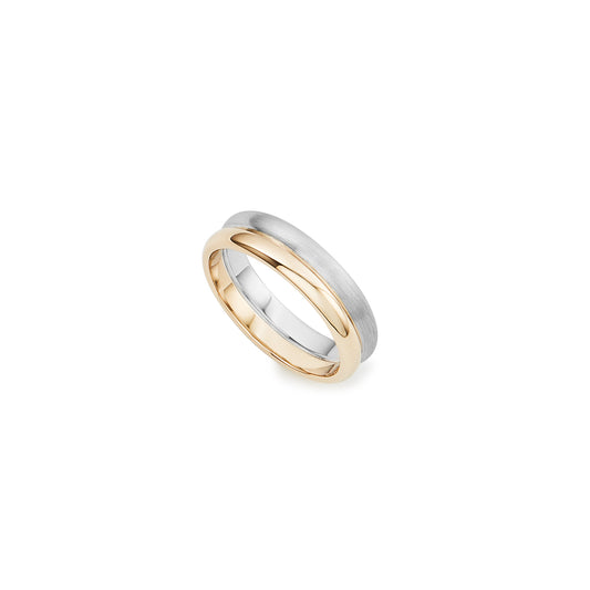 9k white and yellow gold double half round ring