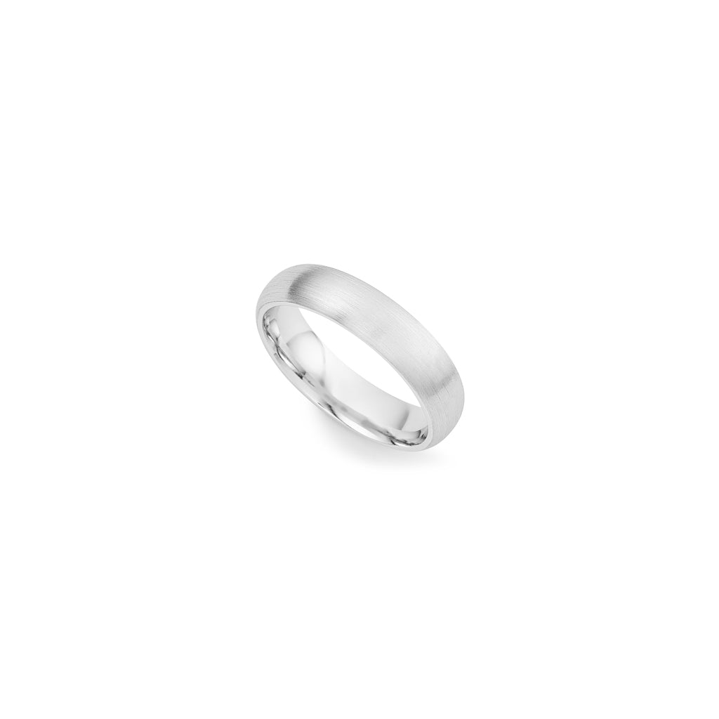 9k white gold half round satin matt wedding band