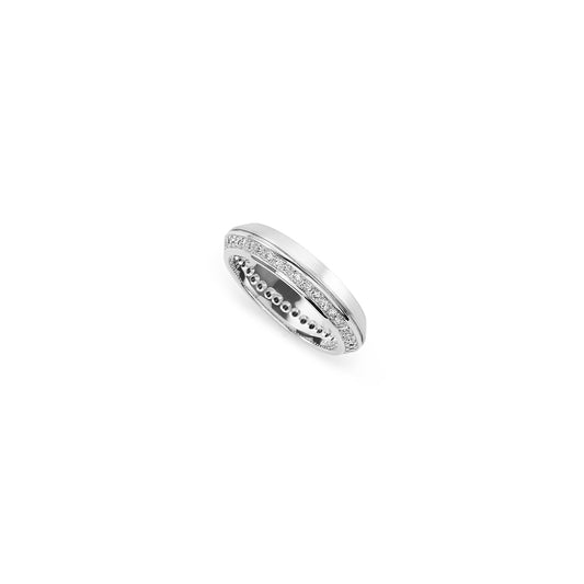 18k white gold and diamond wide angled eternity ring