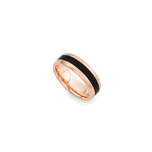9k rose gold and black resin inlay ring