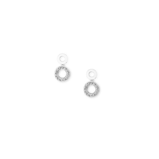 18k white gold and diamond circle drop earrings