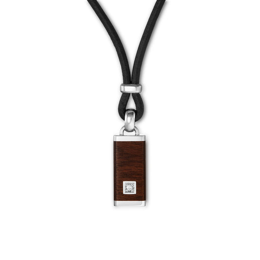 Silver, African Blackwood and diamond rectangular pendant