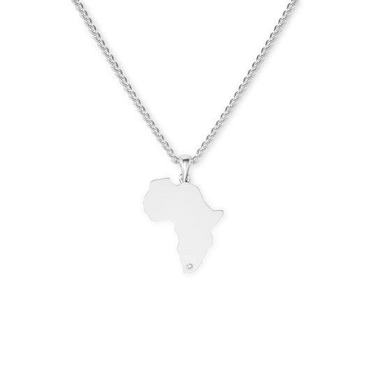 18k white gold and diamond Africa pendant