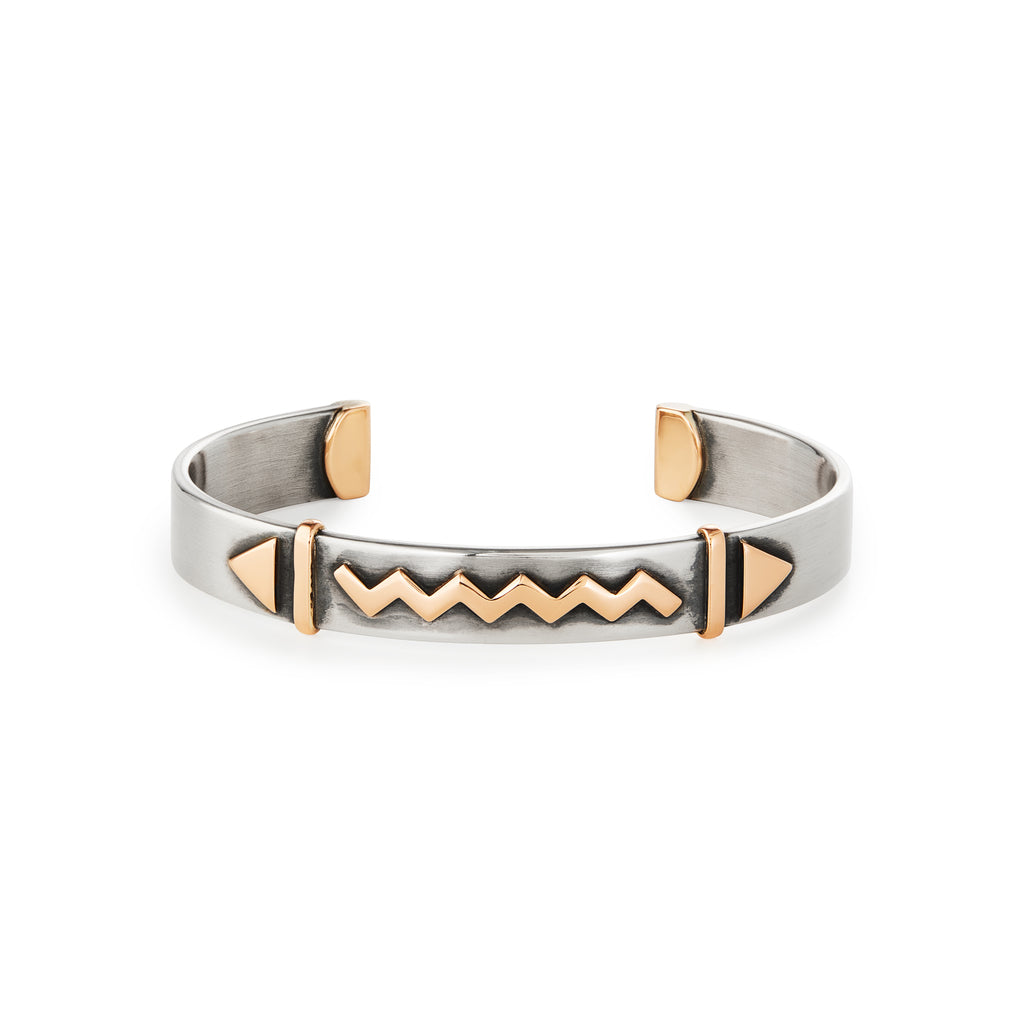 Silver and 9k yellow gold bangle