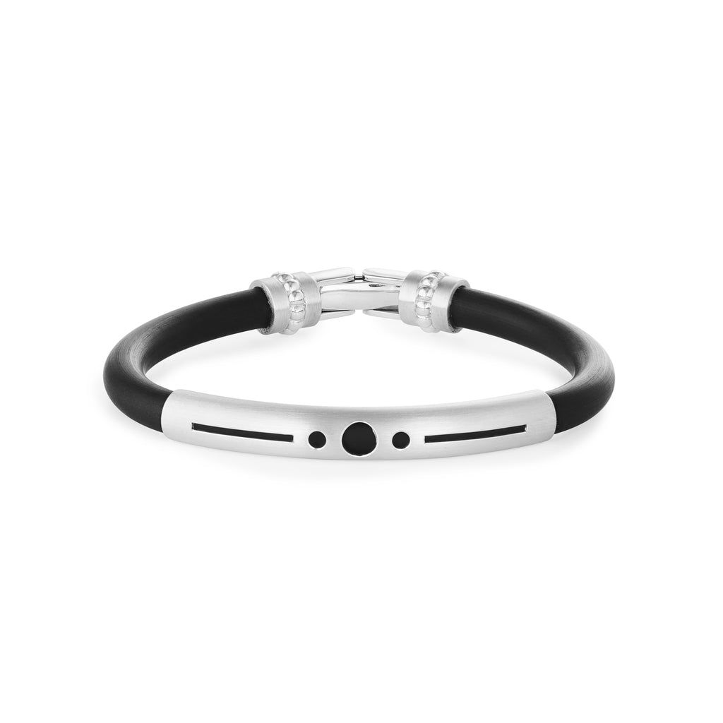 Silver and black rubber bangle