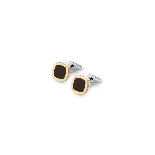 Silver and 18k yellow gold soft-square cufflinks