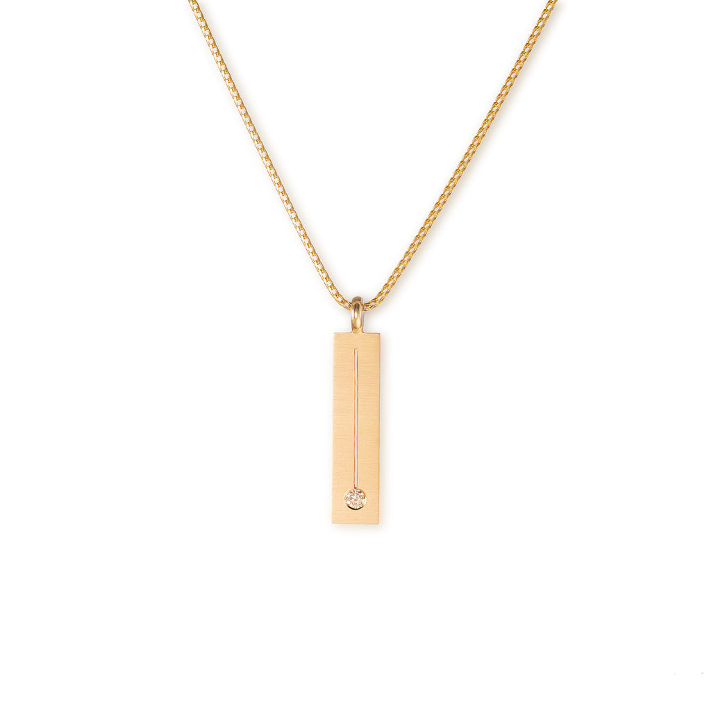 9k yellow gold and diamond rectangular pendant