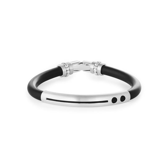 Silver and black rubber bangle